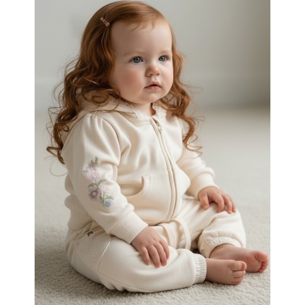 New Rabbit and Bear Organic Cotton 2 Piece Sweatsuit Set 3-6Months